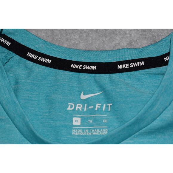 Nike Swimming Sun Gym Shirt Workout Mens Size XL Polyester Dri-Fit UPF 40+ Blue - Picture 5 of 6